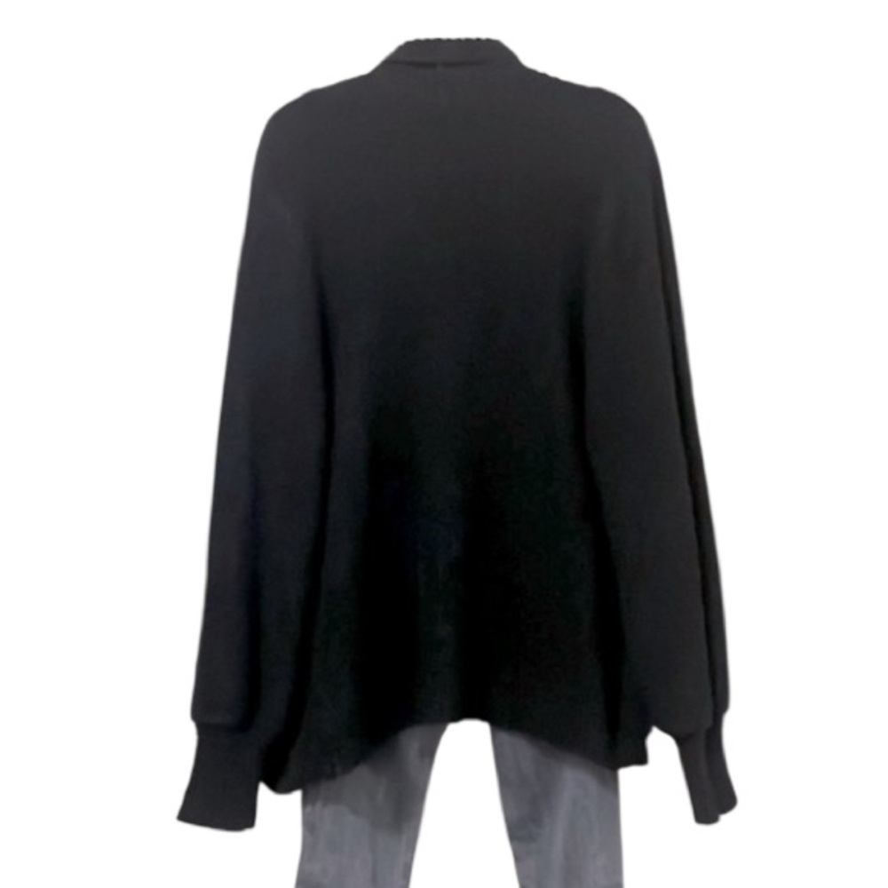 Vintage Le Roy Women’s Black Oversized Knobby Knit Open Cardigan Sweater L - Picture 4 of 12